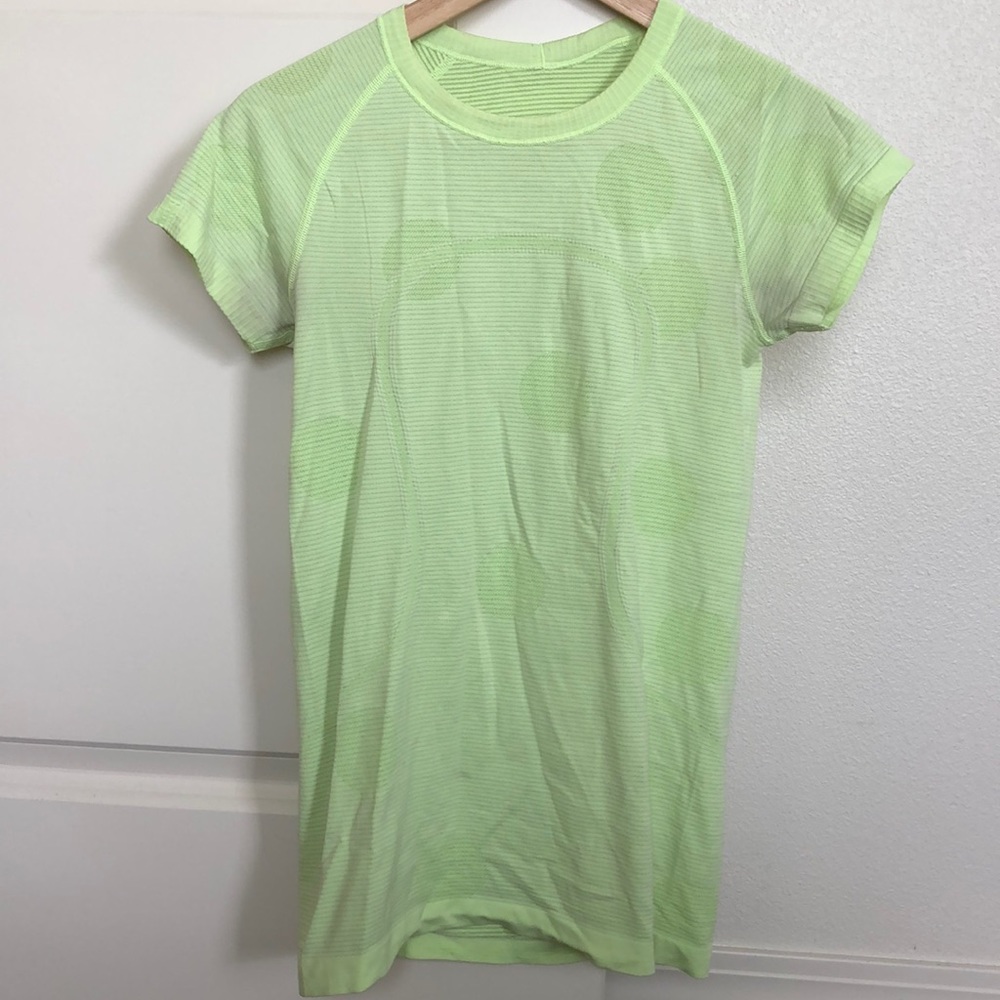 Neon green Lululemon Swiftly Tech short sleeve